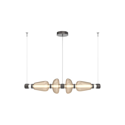 Bolla Mandrel Linear LED Chandelier in Graphite/Bronze Blown Glass (53.3-Inch).