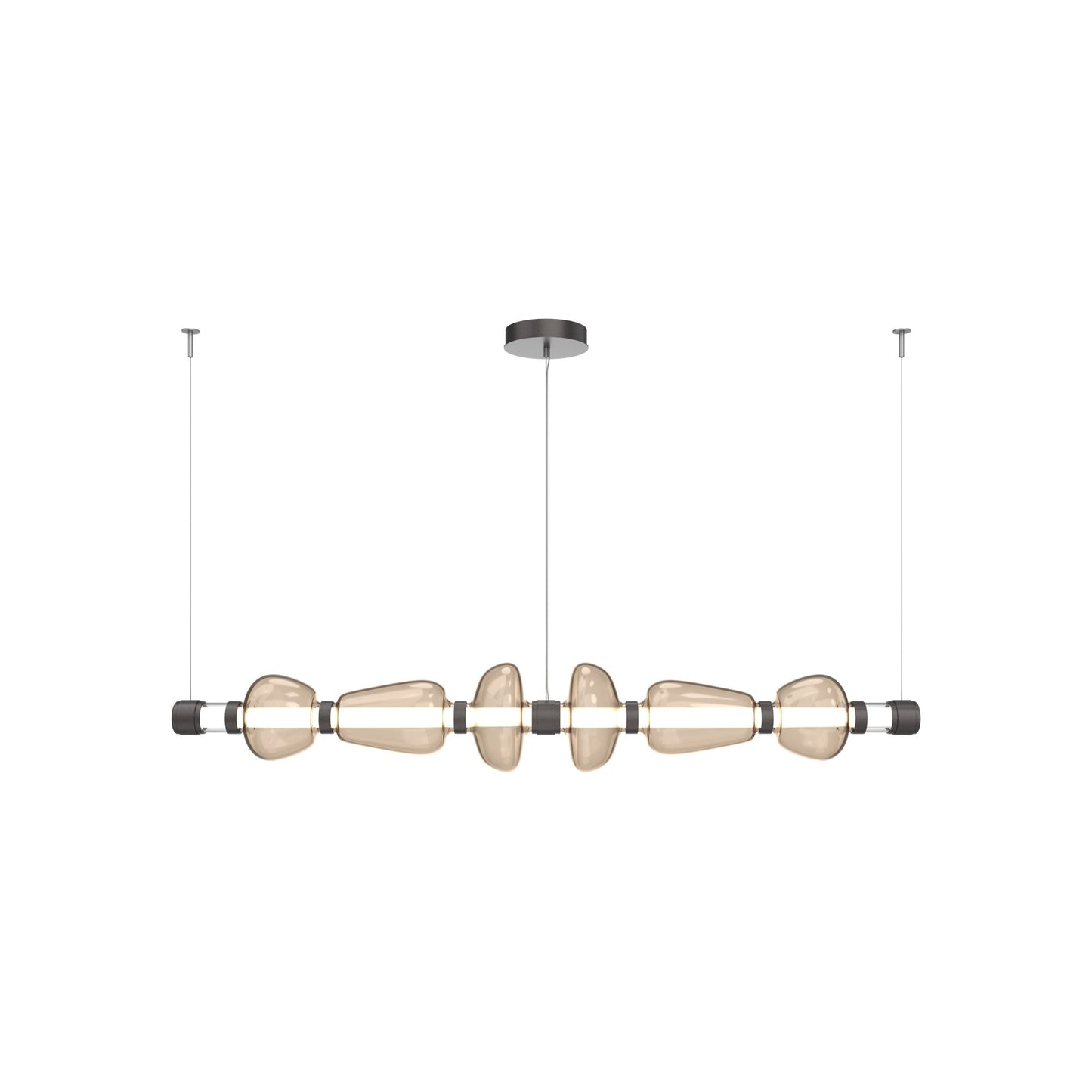 Bolla Mandrel Linear LED Chandelier in Graphite/Bronze Blown Glass (72.6-Inch).