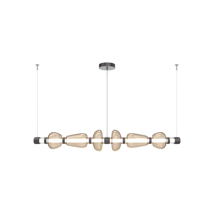 Bolla Mandrel Linear LED Chandelier in Graphite/Bronze Blown Glass (72.6-Inch).