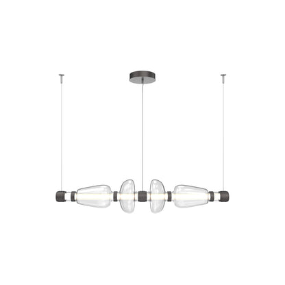 Bolla Mandrel Linear LED Chandelier in Graphite/Clear Blown Glass (53.3-Inch).