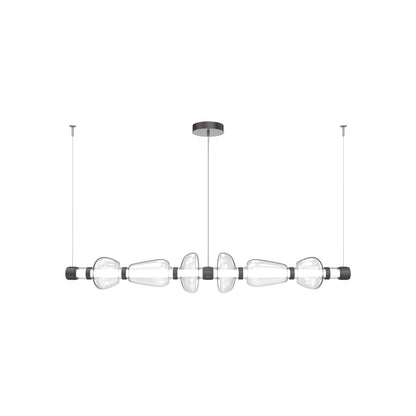 Bolla Mandrel Linear LED Chandelier in Graphite/Clear Blown Glass (72.6-Inch).