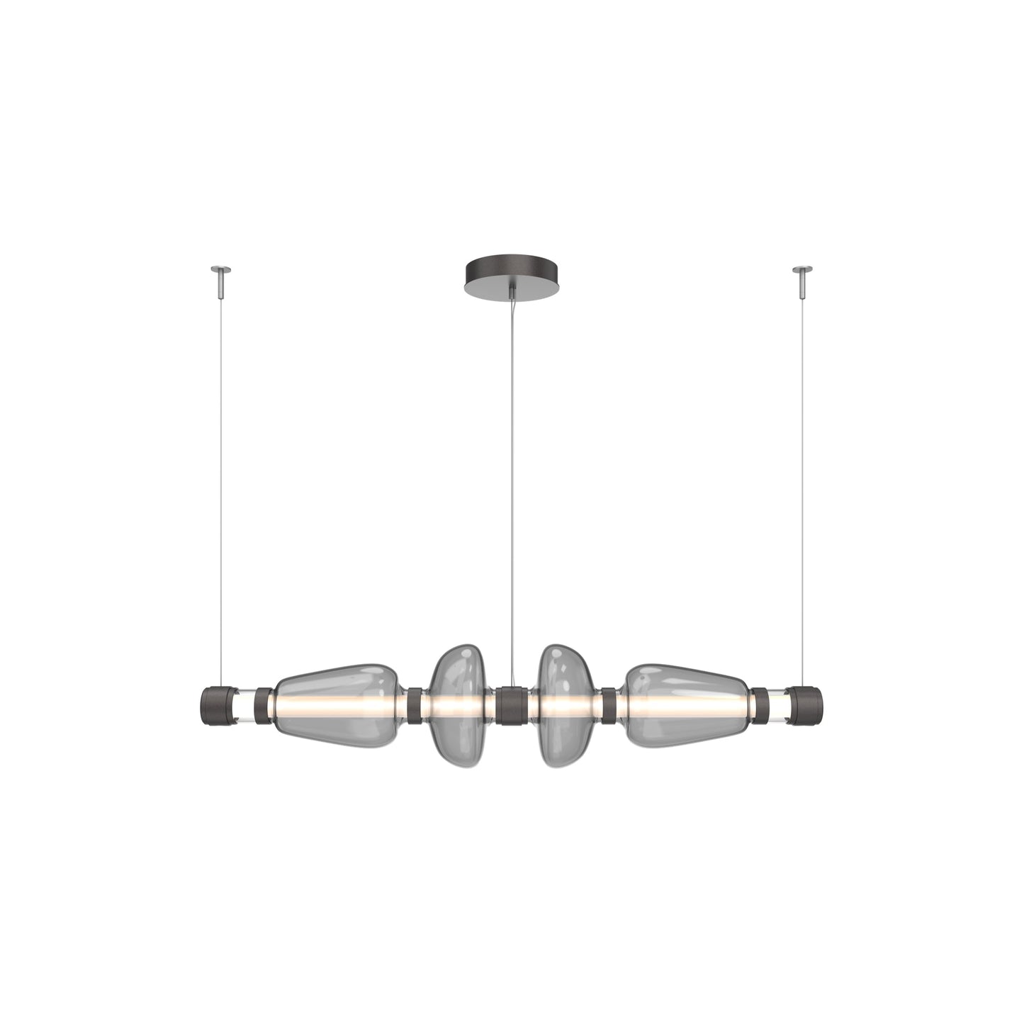 Bolla Mandrel Linear LED Chandelier in Graphite/Smoke Blown Glass (53.3-Inch).