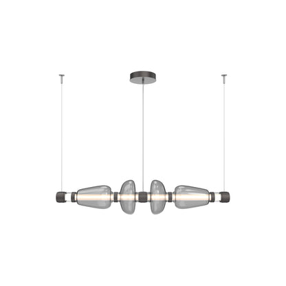 Bolla Mandrel Linear LED Chandelier in Graphite/Smoke Blown Glass (53.3-Inch).