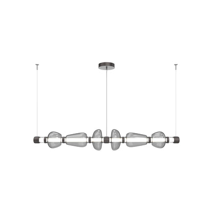 Bolla Mandrel Linear LED Chandelier in Graphite/Smoke Blown Glass (72.6-Inch).