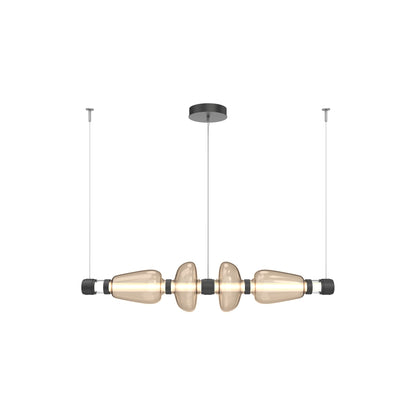 Bolla Mandrel Linear LED Chandelier in Matte Black/Bronze Blown Glass (53.3-Inch).
