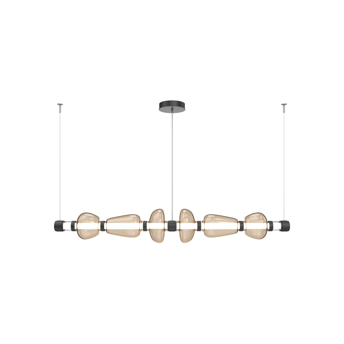 Bolla Mandrel Linear LED Chandelier in Matte Black/Bronze Blown Glass (72.6-Inch).