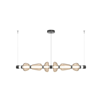 Bolla Mandrel Linear LED Chandelier in Matte Black/Bronze Blown Glass (72.6-Inch).