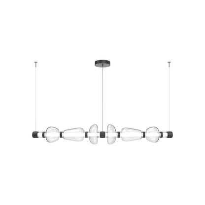 Bolla Mandrel Linear LED Chandelier in Matte Black/Clear Blown Glass (72.6-Inch).