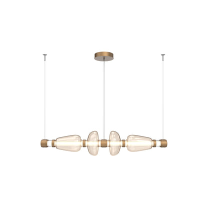 Bolla Mandrel Linear LED Chandelier in Novel Brass/Amber Blown Glass (53.3-Inch).
