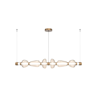 Bolla Mandrel Linear LED Chandelier in Novel Brass/Amber Blown Glass (72.6-Inch).