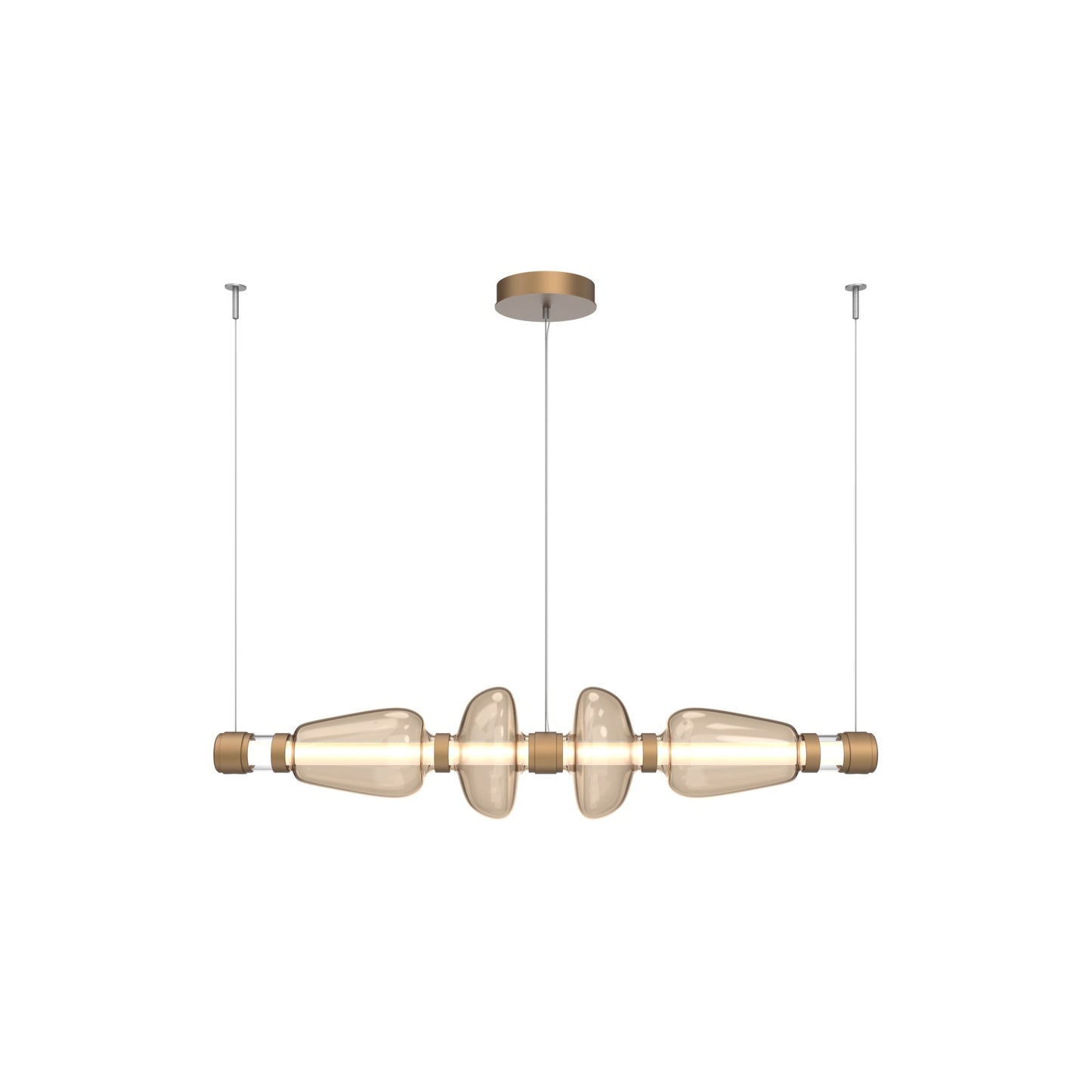 Bolla Mandrel Linear LED Chandelier in Novel Brass/Bronze Blown Glass (53.3-Inch).