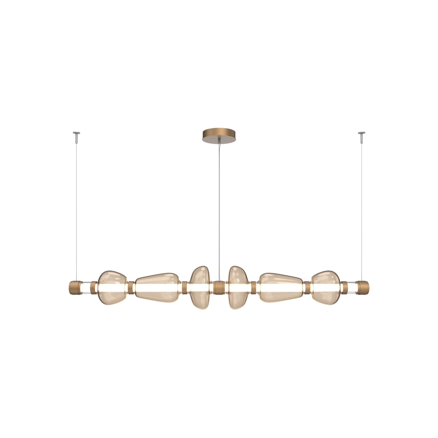 Bolla Mandrel Linear LED Chandelier in Novel Brass/Bronze Blown Glass (72.6-Inch).