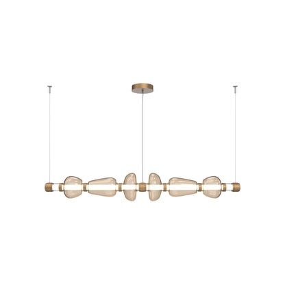 Bolla Mandrel Linear LED Chandelier in Novel Brass/Bronze Blown Glass (72.6-Inch).