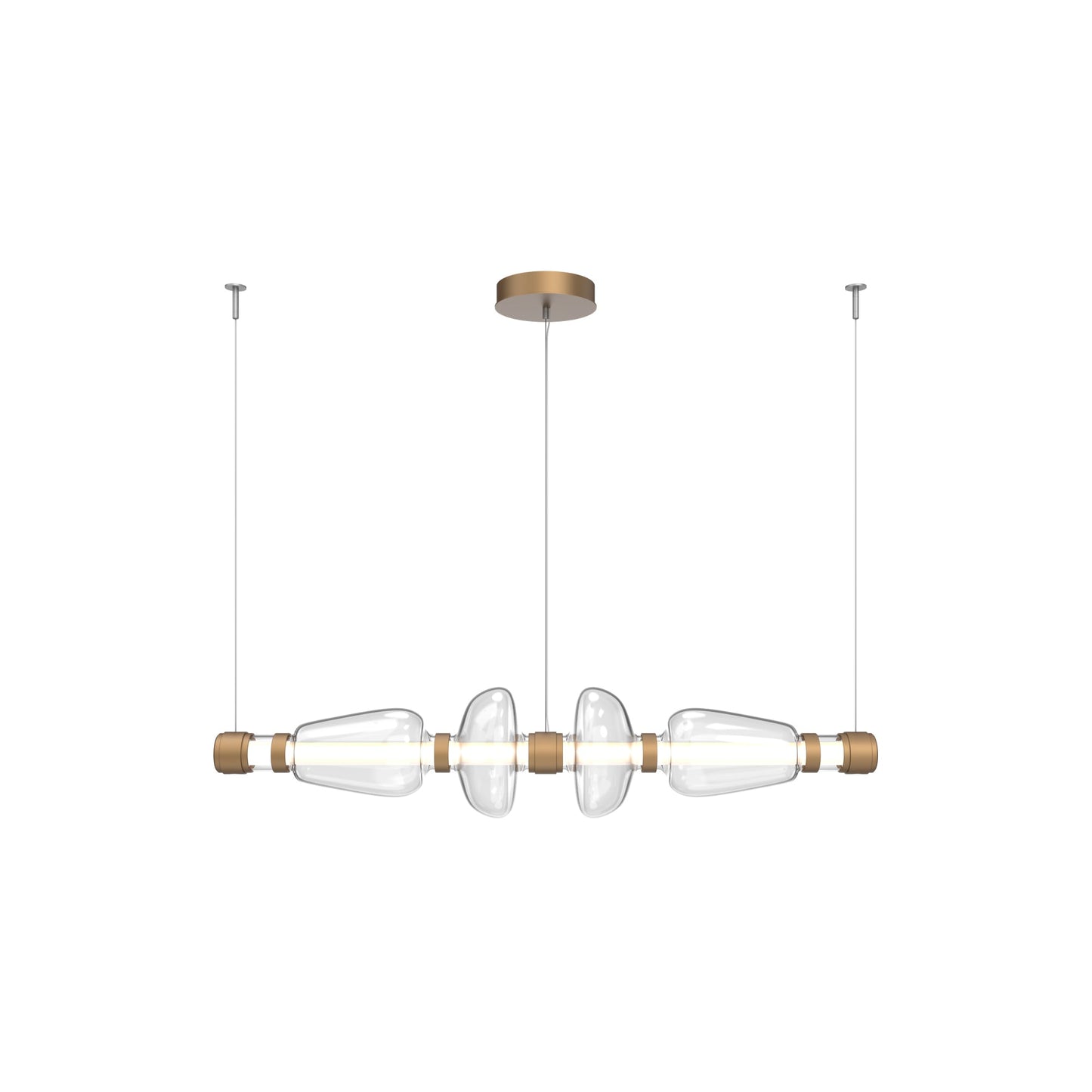 Bolla Mandrel Linear LED Chandelier in Novel Brass/Clear Blown Glass (53.3-Inch).