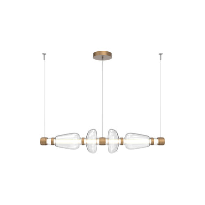 Bolla Mandrel Linear LED Chandelier in Novel Brass/Clear Blown Glass (53.3-Inch).