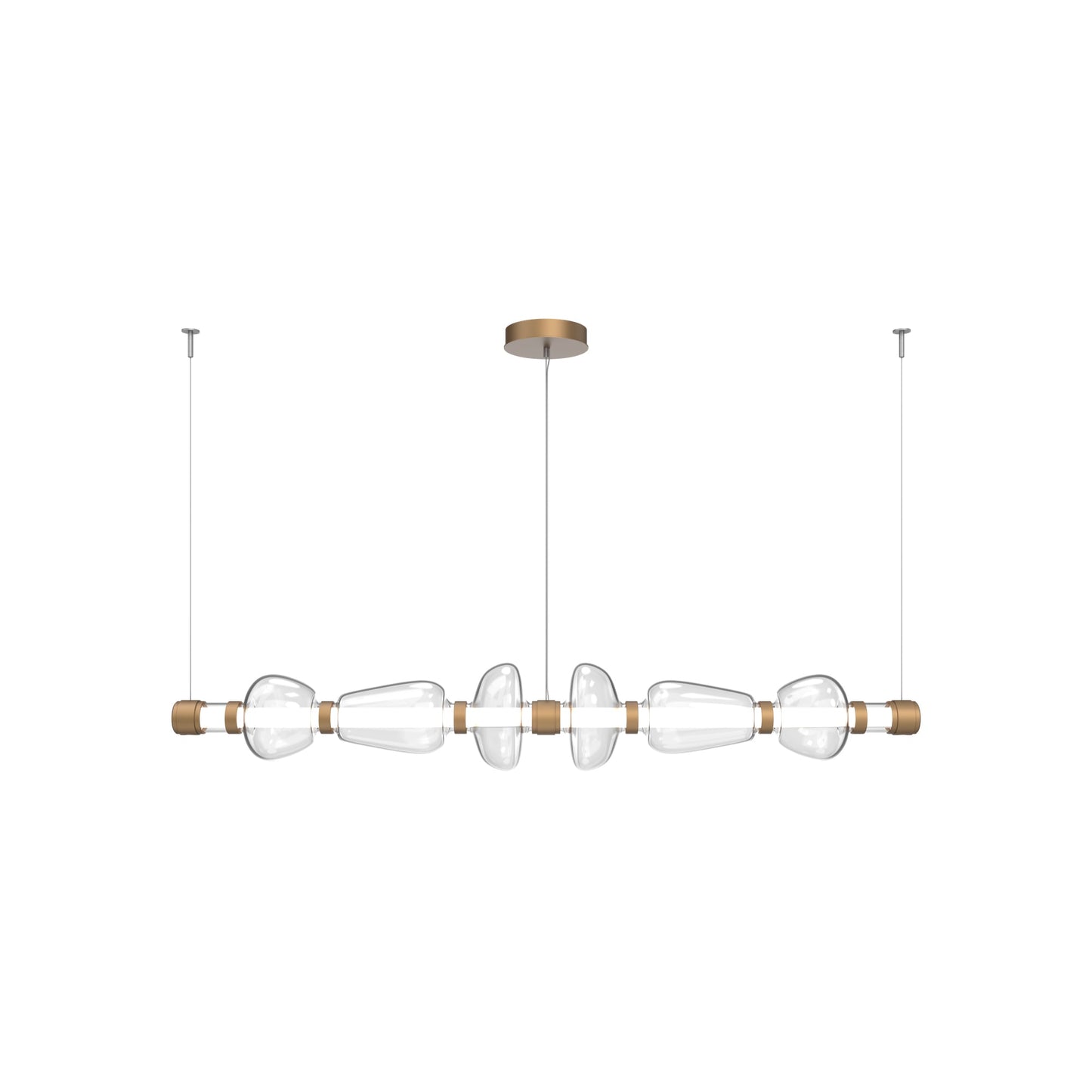 Bolla Mandrel Linear LED Chandelier in Novel Brass/Clear Blown Glass (72.6-Inch).