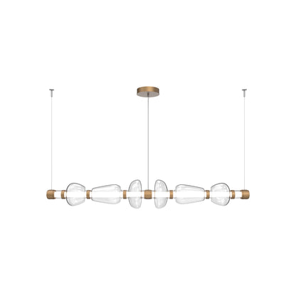 Bolla Mandrel Linear LED Chandelier in Novel Brass/Clear Blown Glass (72.6-Inch).