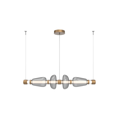 Bolla Mandrel Linear LED Chandelier in Novel Brass/Smoke Blown Glass (53.3-Inch).