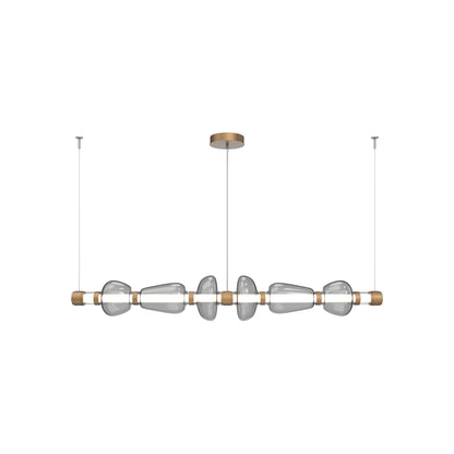 Bolla Mandrel Linear LED Chandelier in Novel Brass/Smoke Blown Glass (72.6-Inch).
