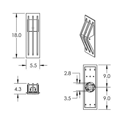 Bridge Outdoor LED Wall Light - line drawing.
