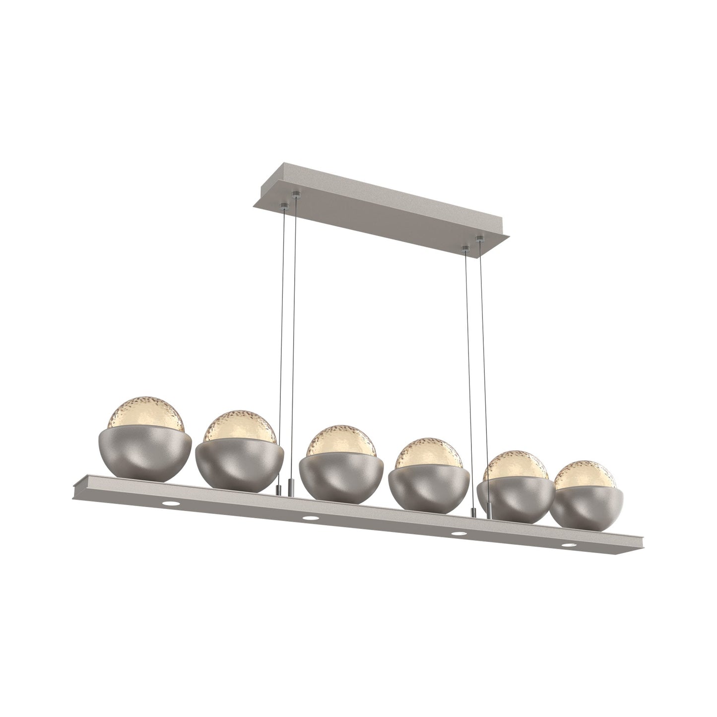 Cabochon Amber Linear LED Chandelier in Beige Silver/Matching Finish (44-Inch).