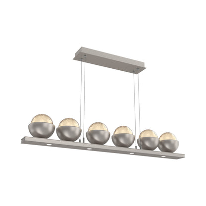 Cabochon Amber Linear LED Chandelier in Beige Silver/Matching Finish (44-Inch).