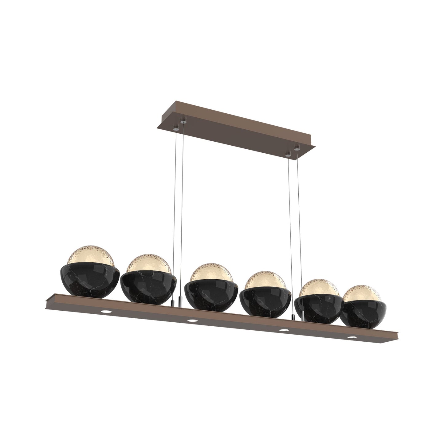Cabochon Amber Linear LED Chandelier in Burnished Bronze/Black Marble (44-Inch).