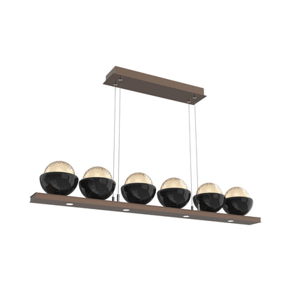 Cabochon Amber Linear LED Chandelier in Burnished Bronze/Black Marble (44-Inch).