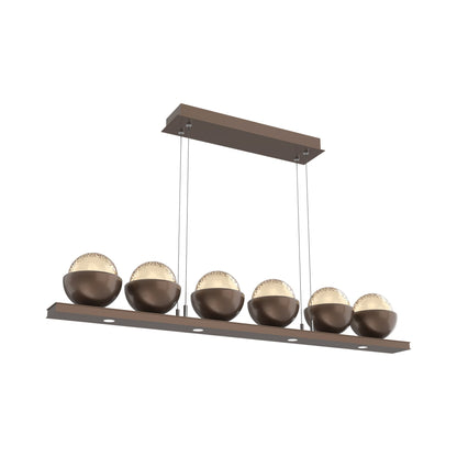 Cabochon Amber Linear LED Chandelier in Burnished Bronze/Matching Finish (44-Inch).