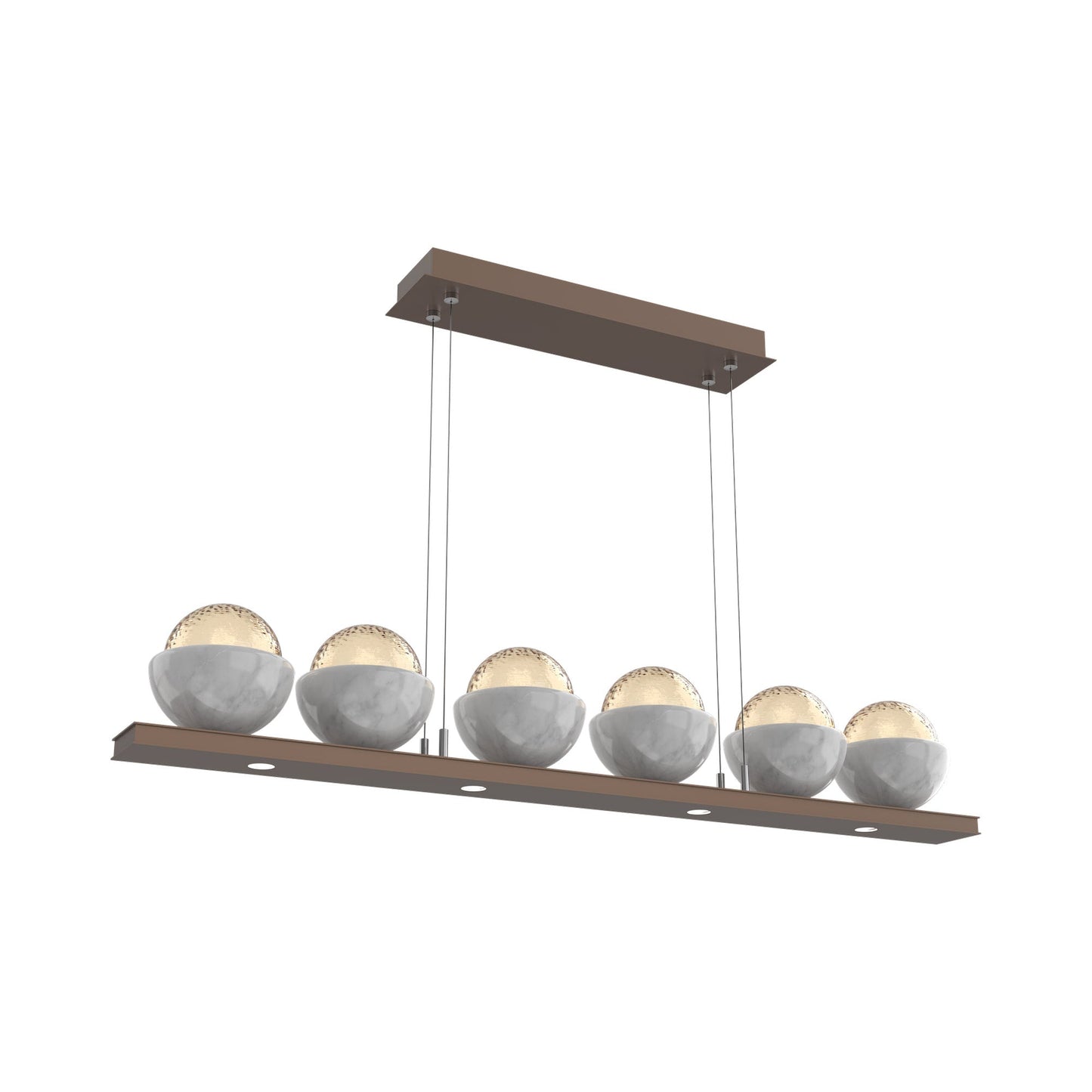 Cabochon Amber Linear LED Chandelier in Burnished Bronze/White Marble (44-Inch).