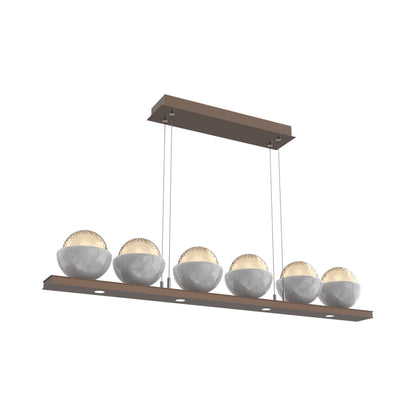 Cabochon Amber Linear LED Chandelier in Burnished Bronze/White Marble (44-Inch).