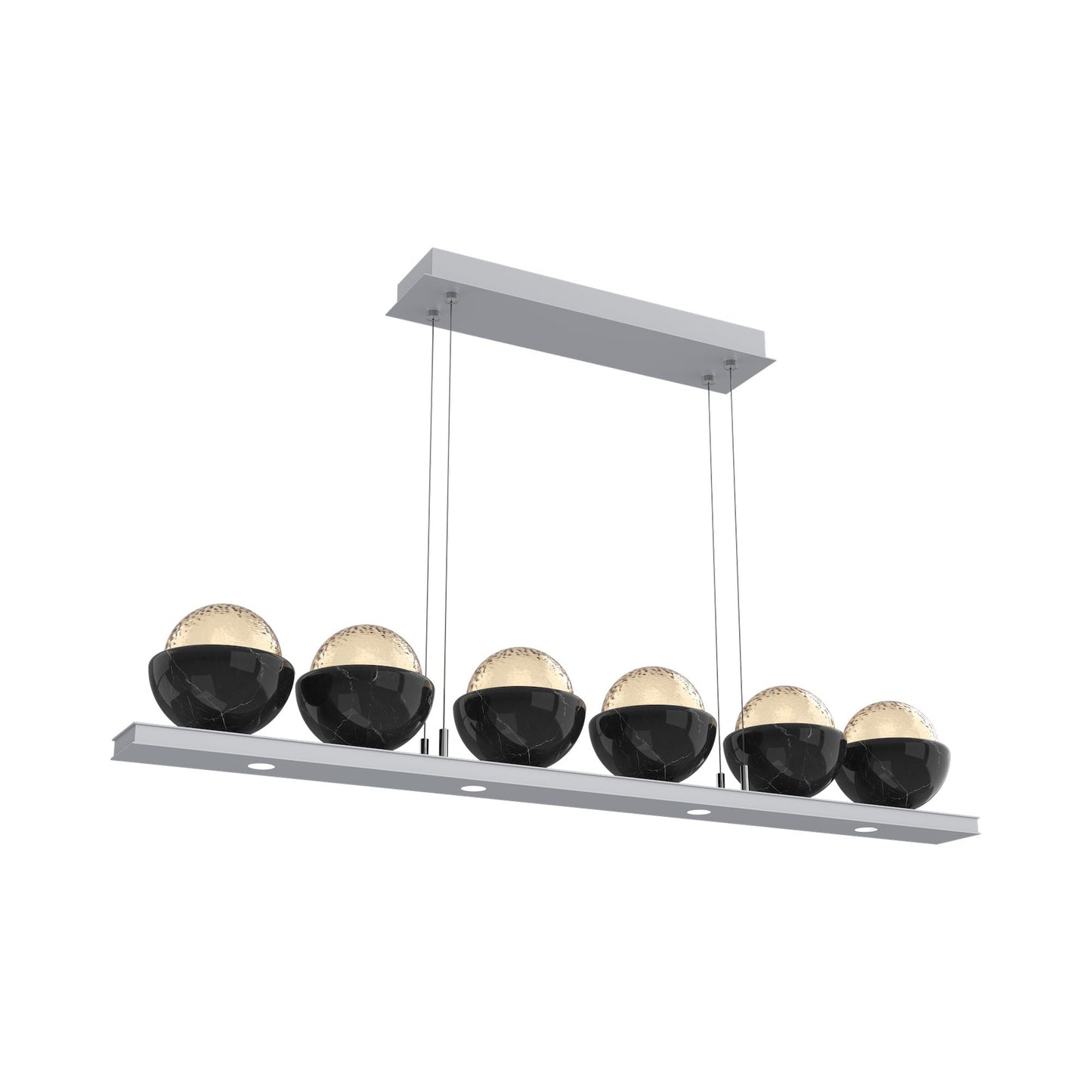 Cabochon Amber Linear LED Chandelier in Classic Silver/Black Marble (44-Inch).