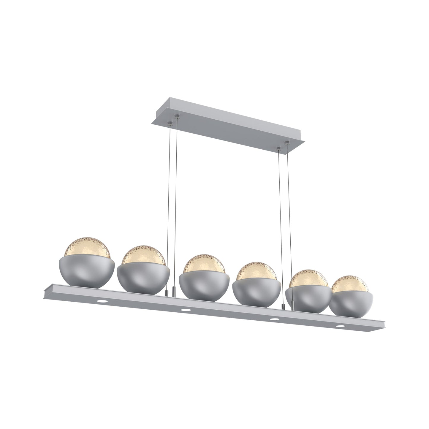 Cabochon Amber Linear LED Chandelier in Classic Silver/Matching Finish (44-Inch).