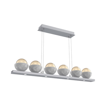 Cabochon Amber Linear LED Chandelier in Classic Silver/White Marble (44-Inch).