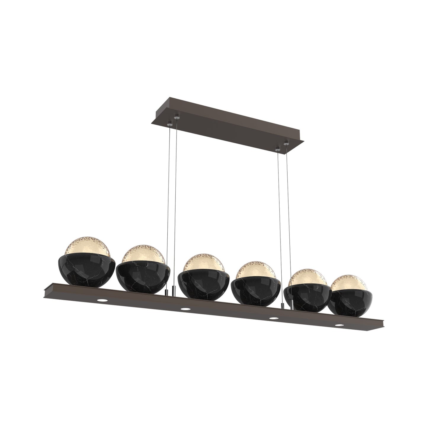 Cabochon Amber Linear LED Chandelier in Flat Bronze/Black Marble (44-Inch).