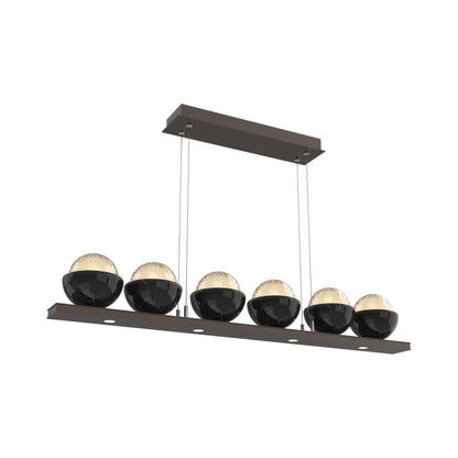 Cabochon Amber Linear LED Chandelier in Flat Bronze/Black Marble (44-Inch).