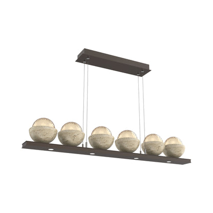 Cabochon Amber Linear LED Chandelier in Flat Bronze/Travertine (44-Inch).