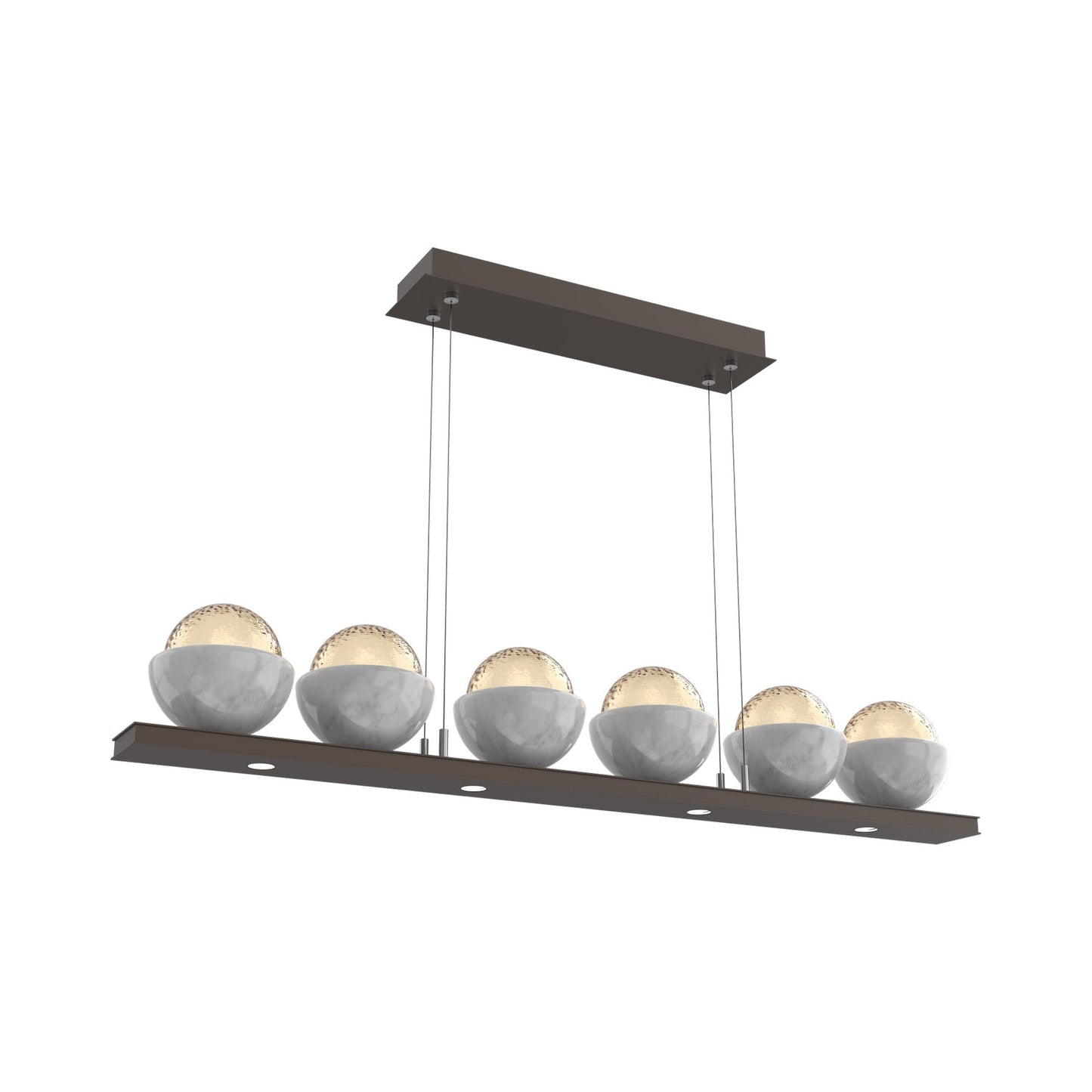 Cabochon Amber Linear LED Chandelier in Flat Bronze/White Marble (44-Inch).
