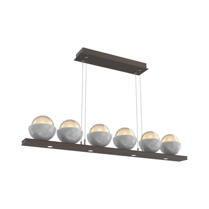 Cabochon Amber Linear LED Chandelier in Flat Bronze/White Marble (44-Inch).