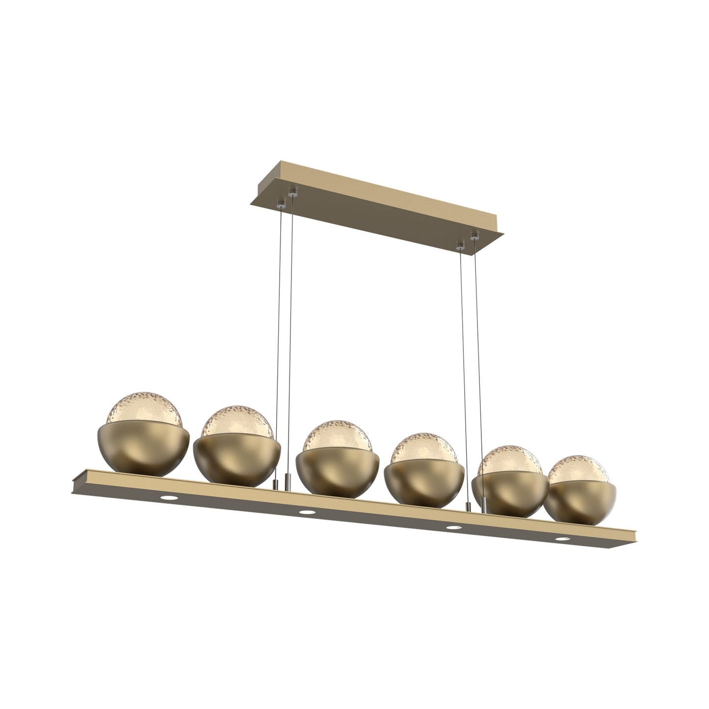 Cabochon Amber Linear LED Chandelier in Gilded Brass/Matching Finish (44-Inch).
