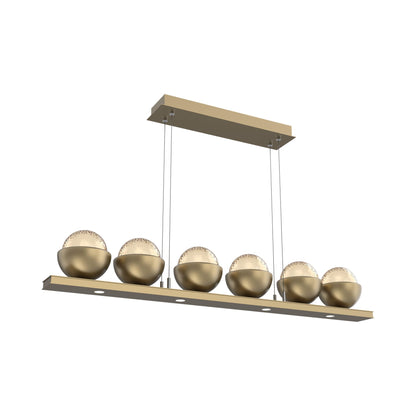 Cabochon Amber Linear LED Chandelier in Gilded Brass/Matching Finish (44-Inch).
