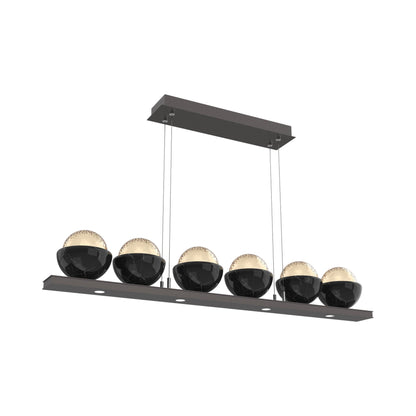 Cabochon Amber Linear LED Chandelier in Graphite/Black Marble (44-Inch).
