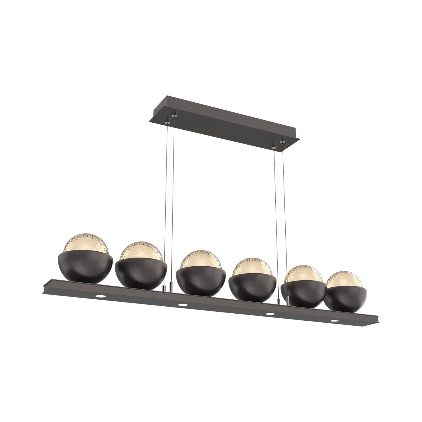 Cabochon Amber Linear LED Chandelier in Graphite/Matching Finish (44-Inch).