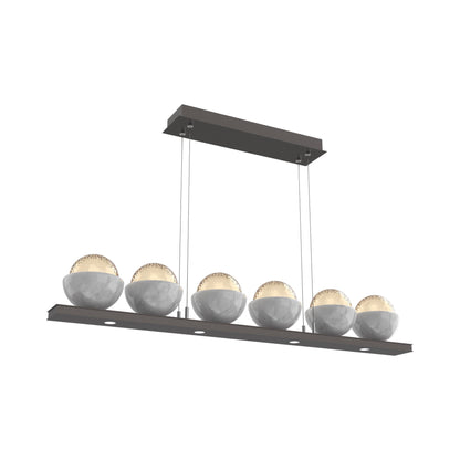 Cabochon Amber Linear LED Chandelier in Graphite/White Marble (44-Inch).