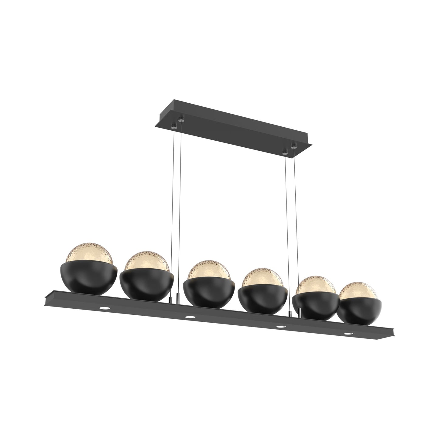 Cabochon Amber Linear LED Chandelier in Matte Black/Matching Finish (44-Inch).