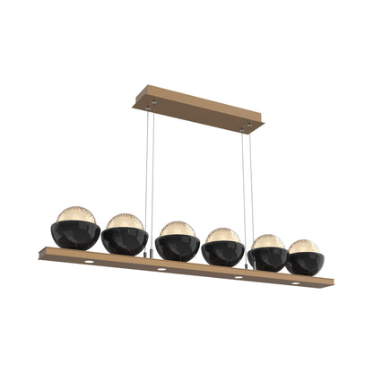 Cabochon Amber Linear LED Chandelier in Novel Brass/Black Marble (44-Inch).