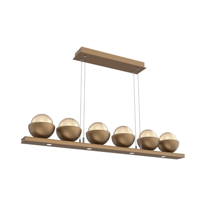 Cabochon Amber Linear LED Chandelier in Novel Brass/Matching Finish (44-Inch).
