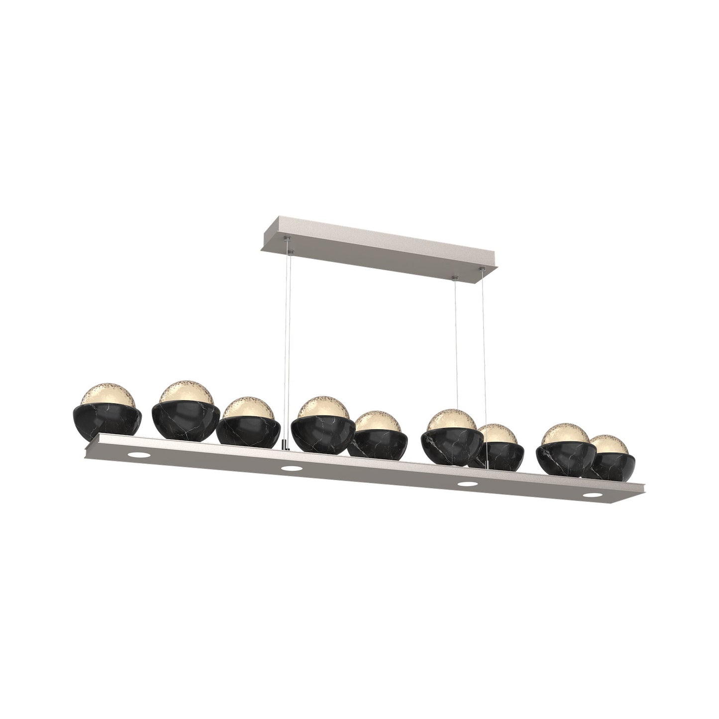 Cabochon Amber Linear LED Chandelier in Beige Silver/Black Marble (58.8-Inch).