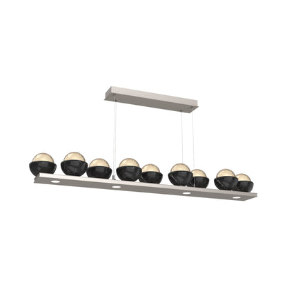 Cabochon Amber Linear LED Chandelier in Beige Silver/Black Marble (58.8-Inch).