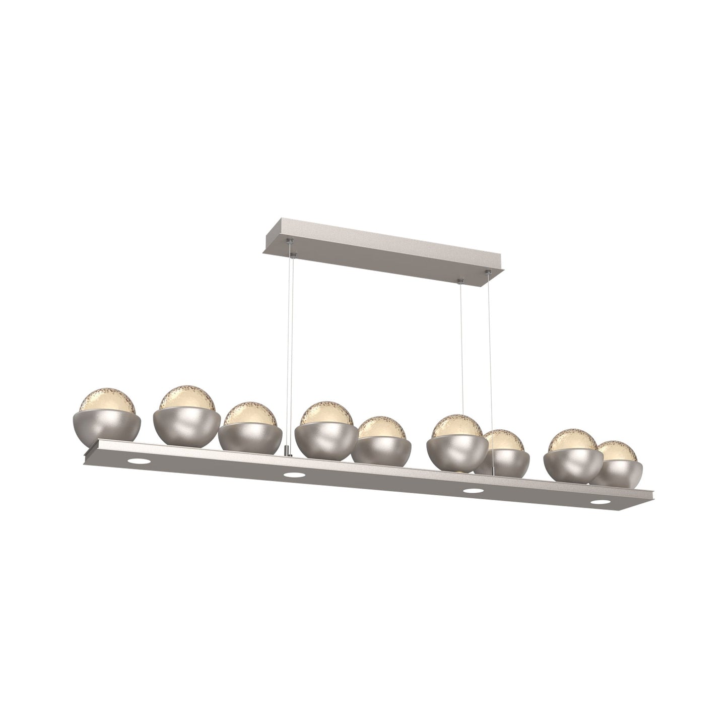 Cabochon Amber Linear LED Chandelier in Beige Silver/Matching Finish (58.8-Inch).